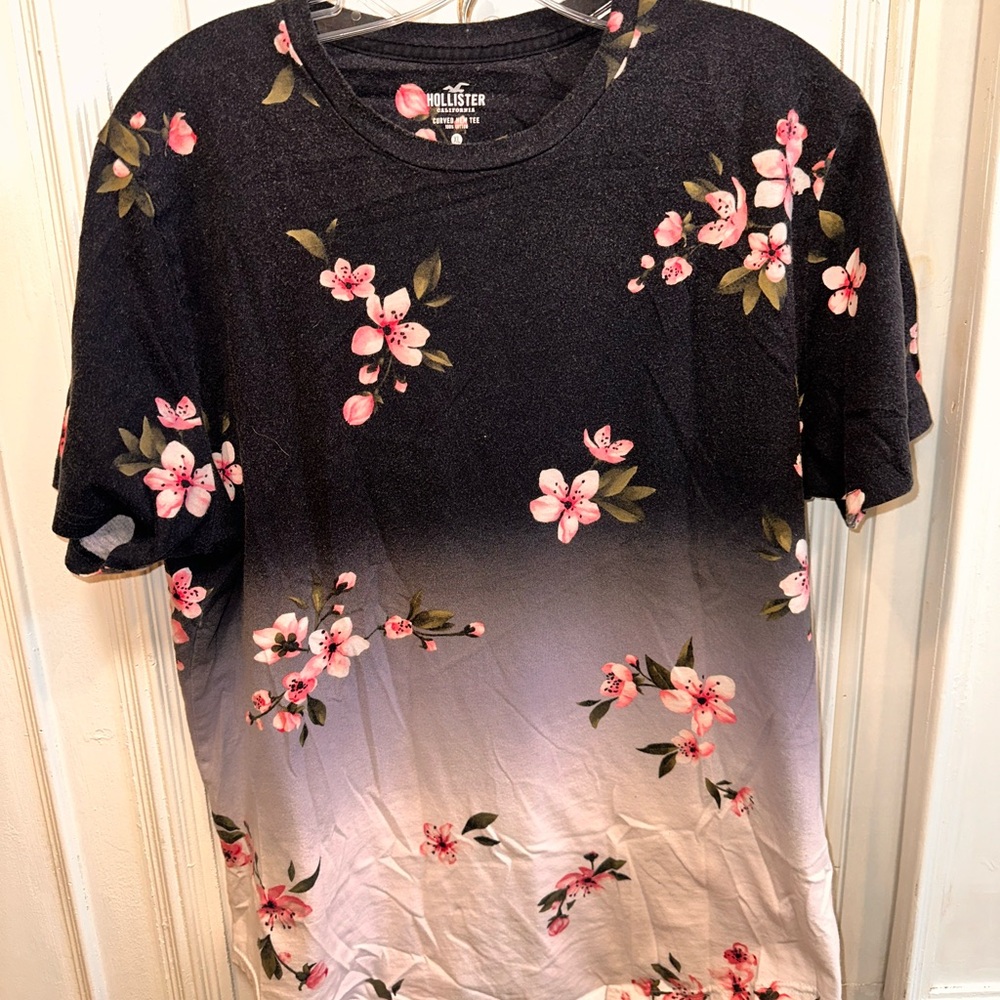 Hollister black to white fade and Pink Floral Tee (Japanese cherry blossom)